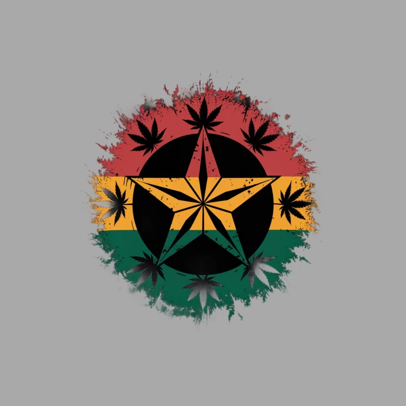 Rastafarian-Inspired Cannabis Symbol with Grunge Effect Female Pullover Hoodie