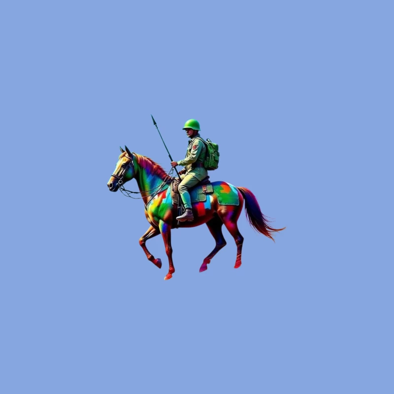 Colorful Military Cavalry Soldier on Horseback Desk Mat