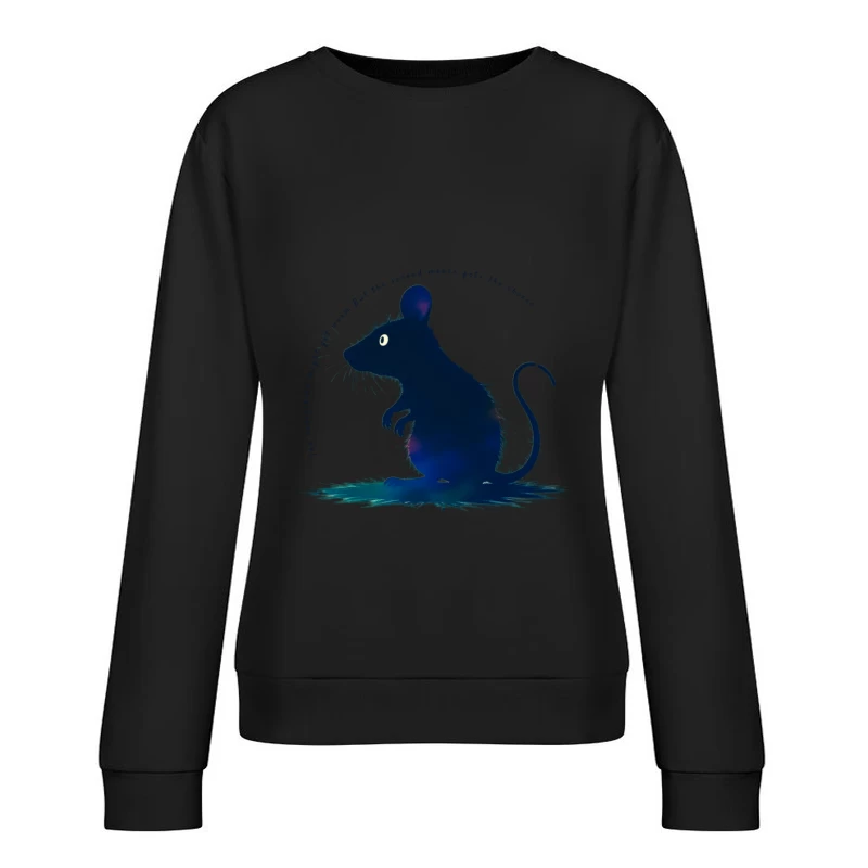 Dark Blue Mouse Silhouette Digital Illustration Female Pullover Sweatshirt