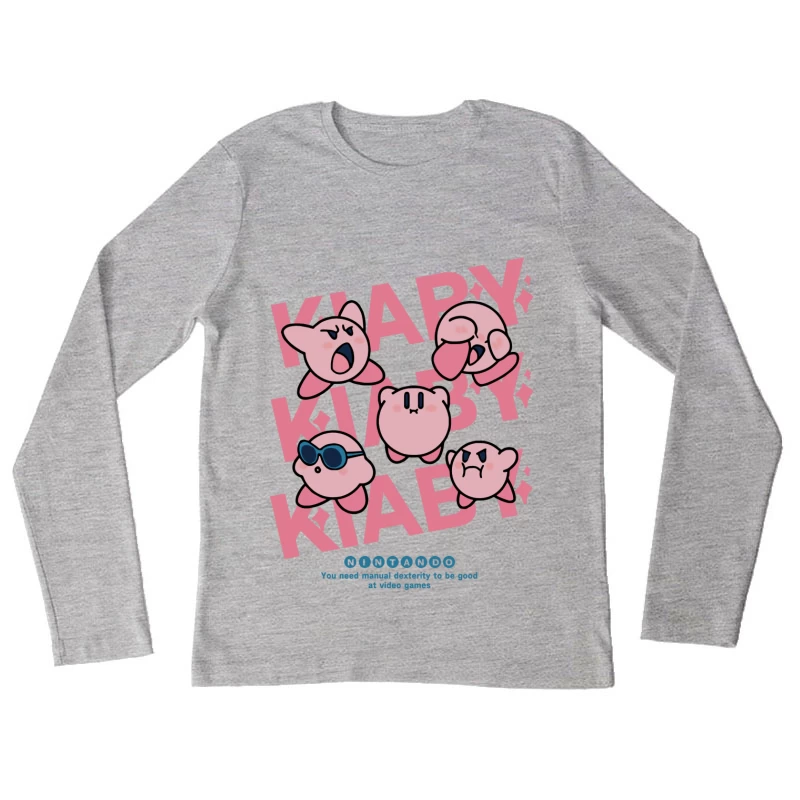 Verschiedene Kirby-Ausdrücke Design Damen Langarm T-Shirt