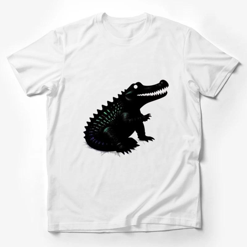 Cute Black Alligator Silhouette with Iridescent Details Male T-Shirt