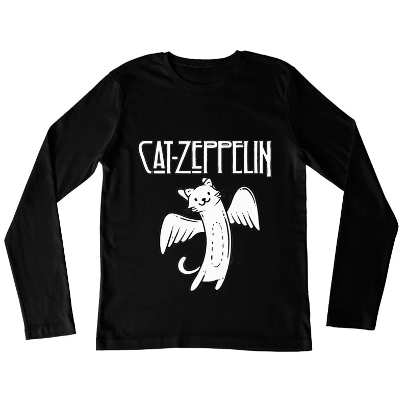 Flying Cat Zeppelin Logo - Musical Band Cartoon Female Long Sleeve T-Shirt