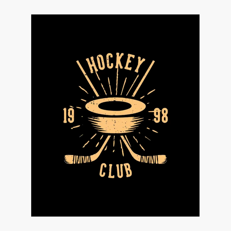 Vintage Hockey Club Logo with hockey Cotton Tote Bag