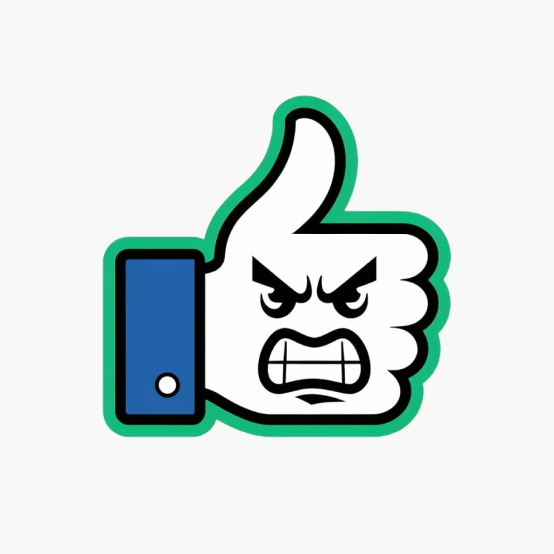 Angry Cartoon Thumbs Up Social Media Icon Cotton Tote Bag