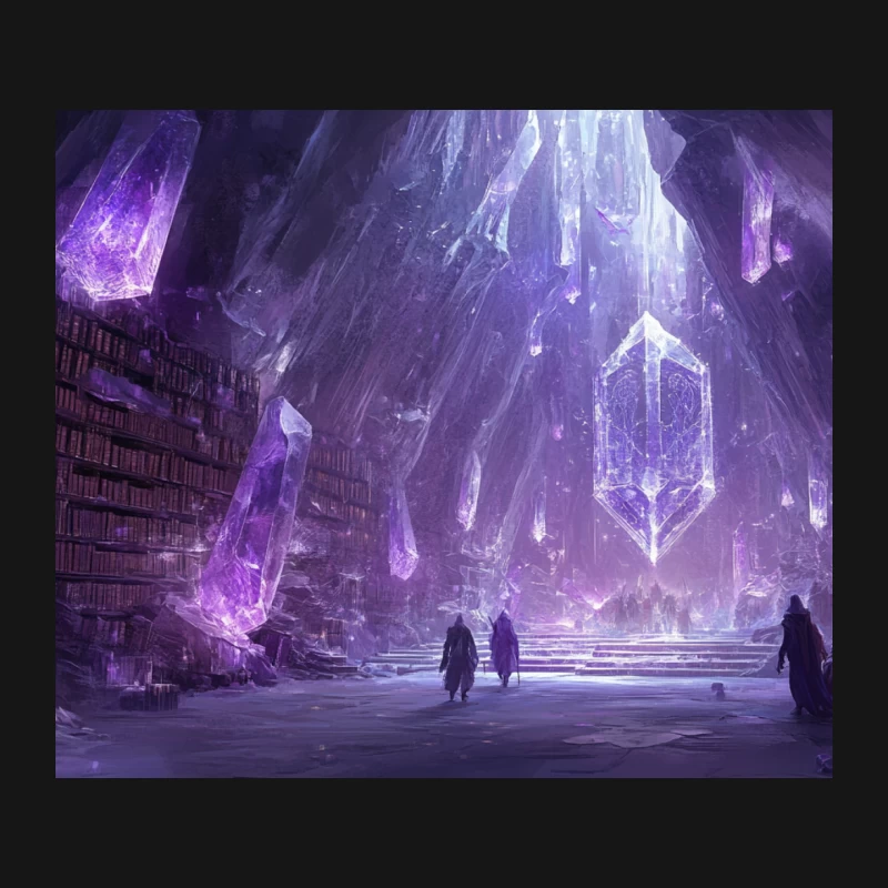 Mystical Crystal Library in a Magical Purple Cave Mouse Pad