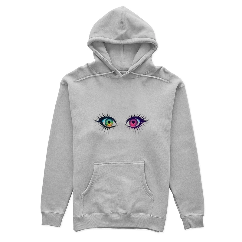 Artistic Illustration of Colorful Heterochromatic Eyes Female Pullover Hoodie