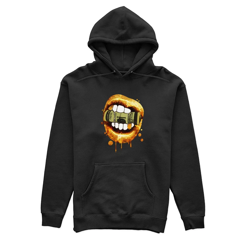 Goldene Lippen greifen nach Geld Damen Pullover Hoodie