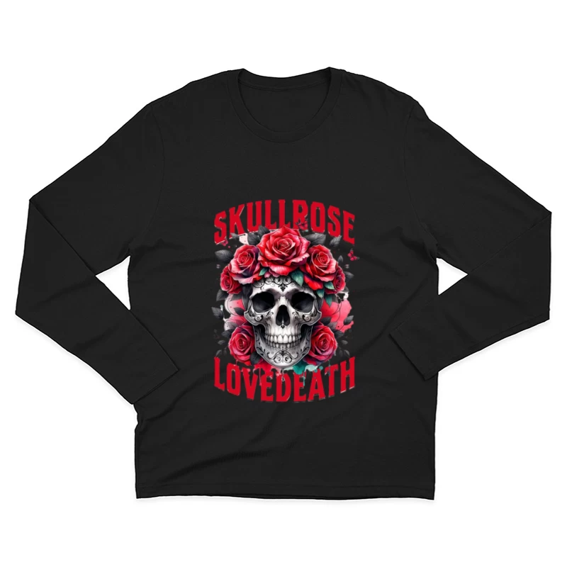 Art Crâne et Roses Homme Manches Longues T-Shirt