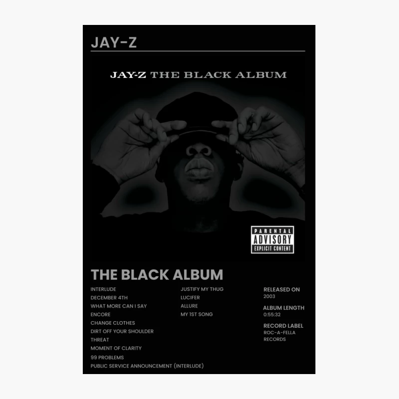 Jay-Z's The Black Album: Iconic Hip-Hop Cover Art and Track List Cotton Tote Bag