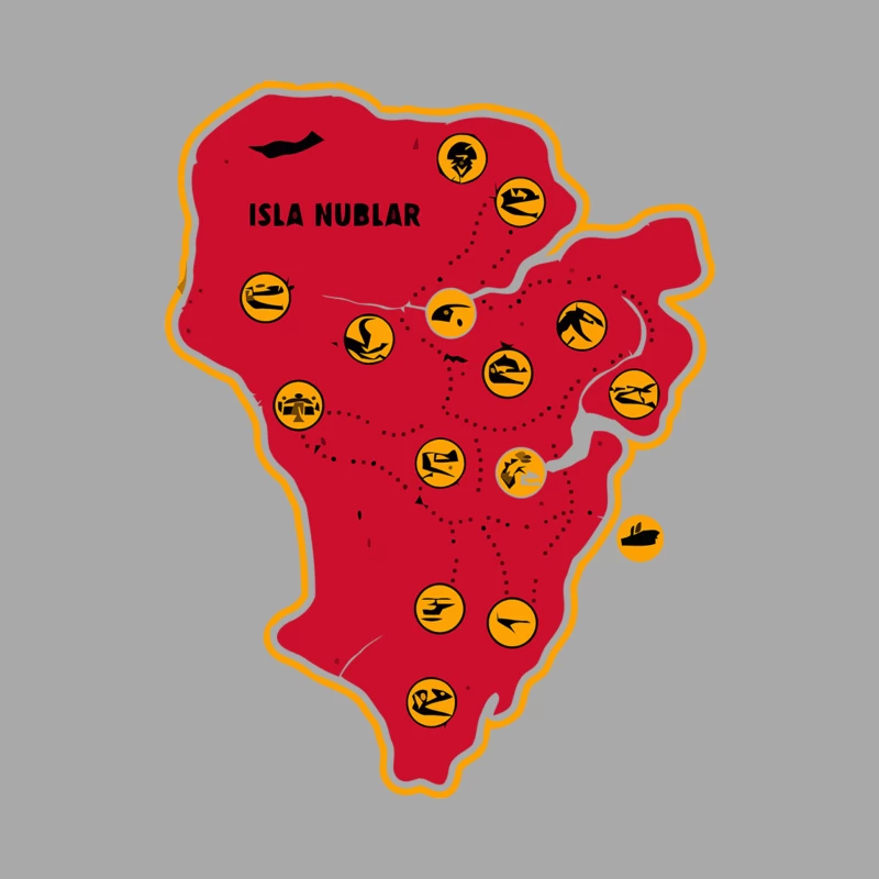 Isla Nublar: Jurassic Park's Iconic Red Island Map Female Pullover Hoodie