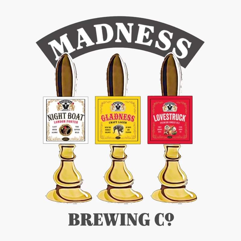 Madness Brewing Company Beer Tap Handles with Classic Labels Cotton Tote Bag