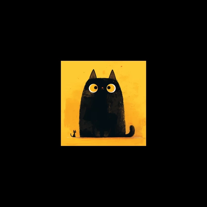 Adorable Black Cat with Big Yellow Eyes - Minimalist Illustration Coffee Mug