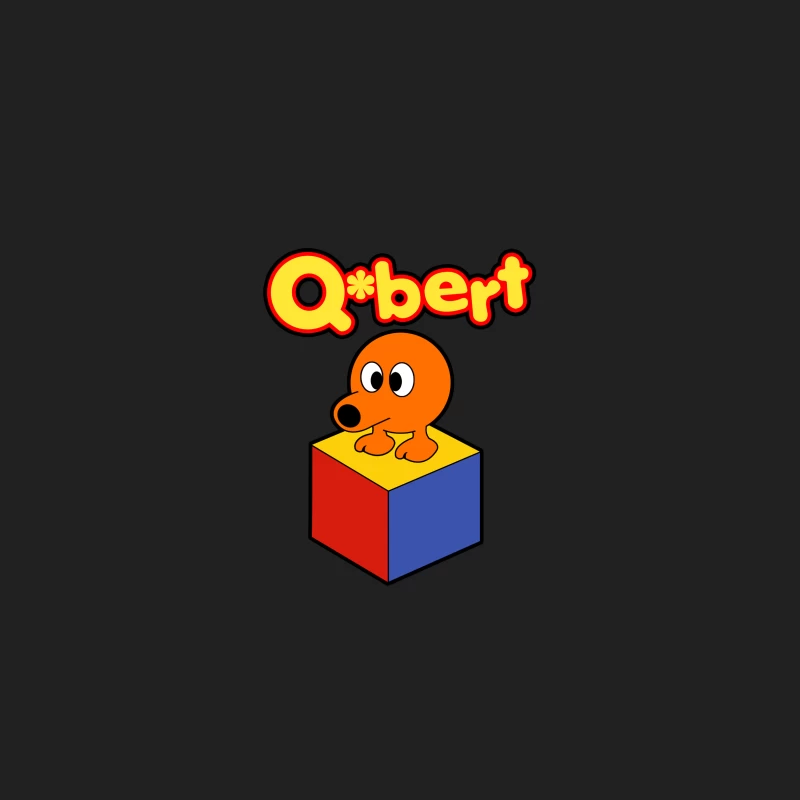 Q*bert: Iconic Retro Video Game Character on Colorful Cube Bucket Hat