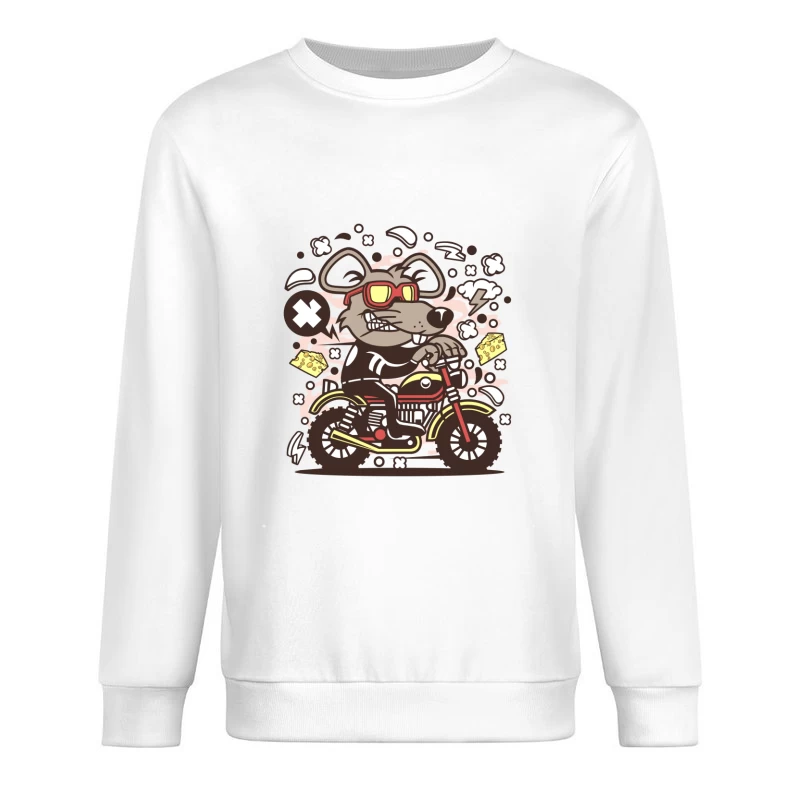 Souris sur moto avec fromage Homme Sweat-shirt à enfiler