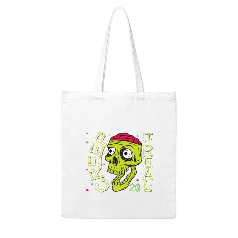 Colorful Zombie Skull Illustration Cotton Tote Bag