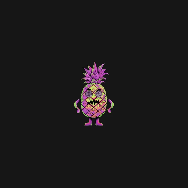 Psychedelic Pineapple Monster with Hypnotic Eyes Desk Mat
