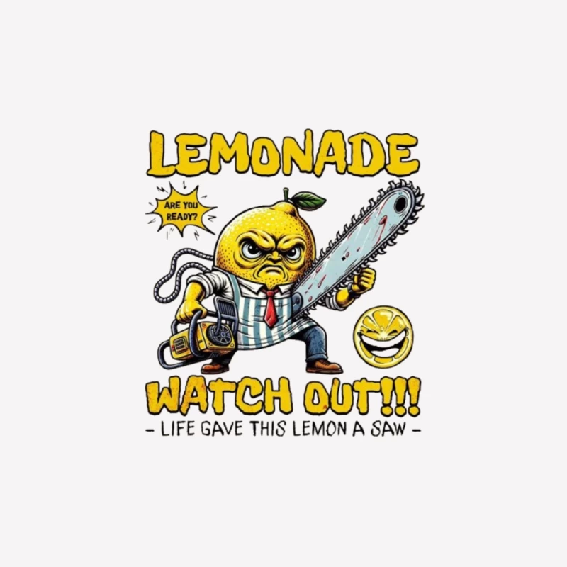 Angry Cartoon Lemon with Chainsaw: "Life Gave This Lemon a Saw" Female T-Shirt