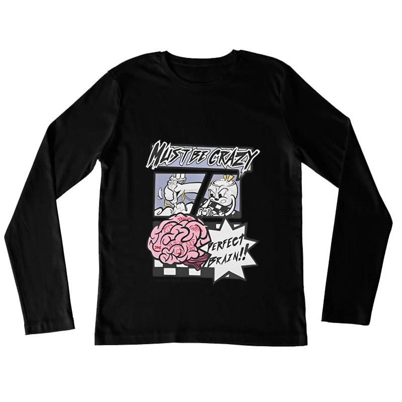 Perfektes Gehirn Comic-Stil Illustration Damen Langarm T-Shirt