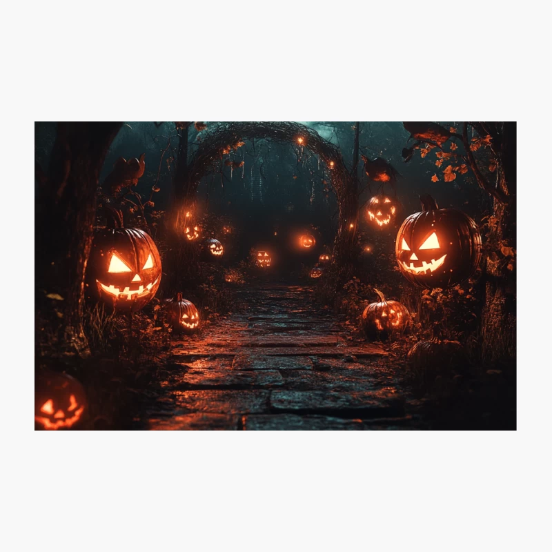 Eerie Halloween Path Through a Spooky Forest with Glowing Jack-o'-Lanterns Travel Mug