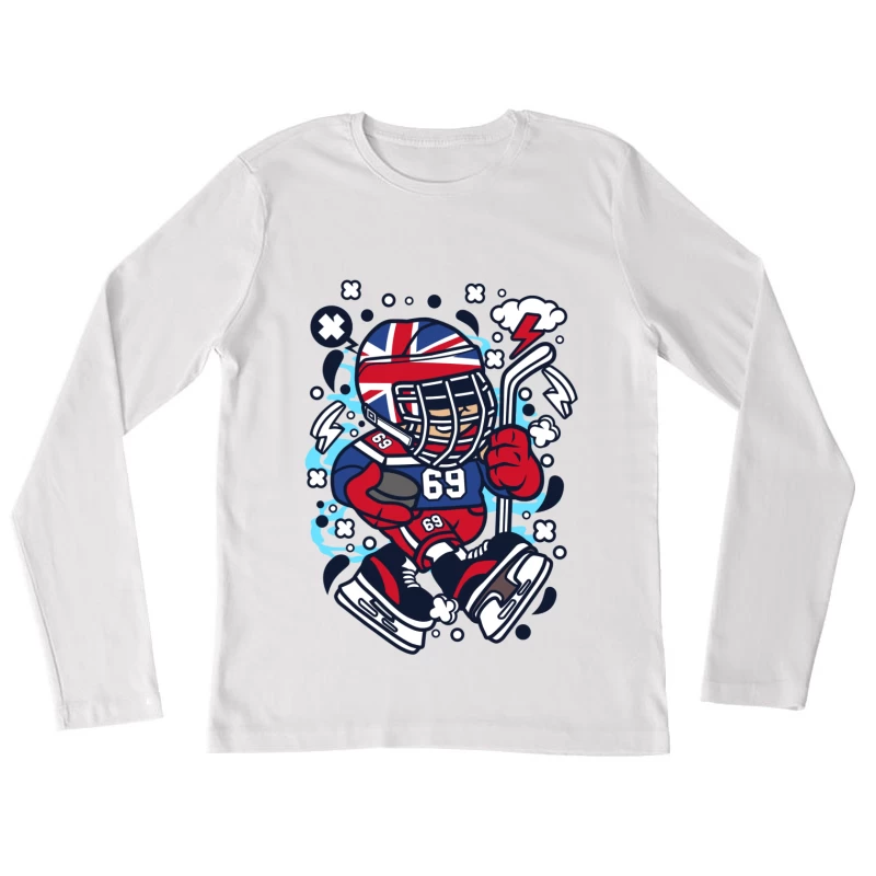 Hockey britannique avec mascotte énergique Femme Manches Longues T-Shirt