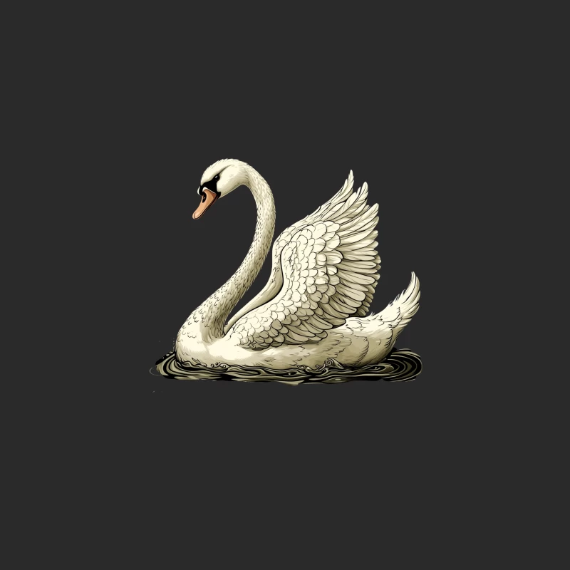 Elegant Swan Illustration: Wildlife on Water Baseball Cap