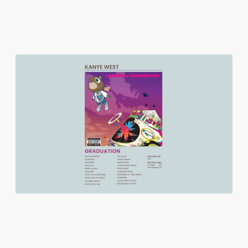 Kanye West's Graduation Album Cover Featuring Cartoon Bear Character Travel Mug