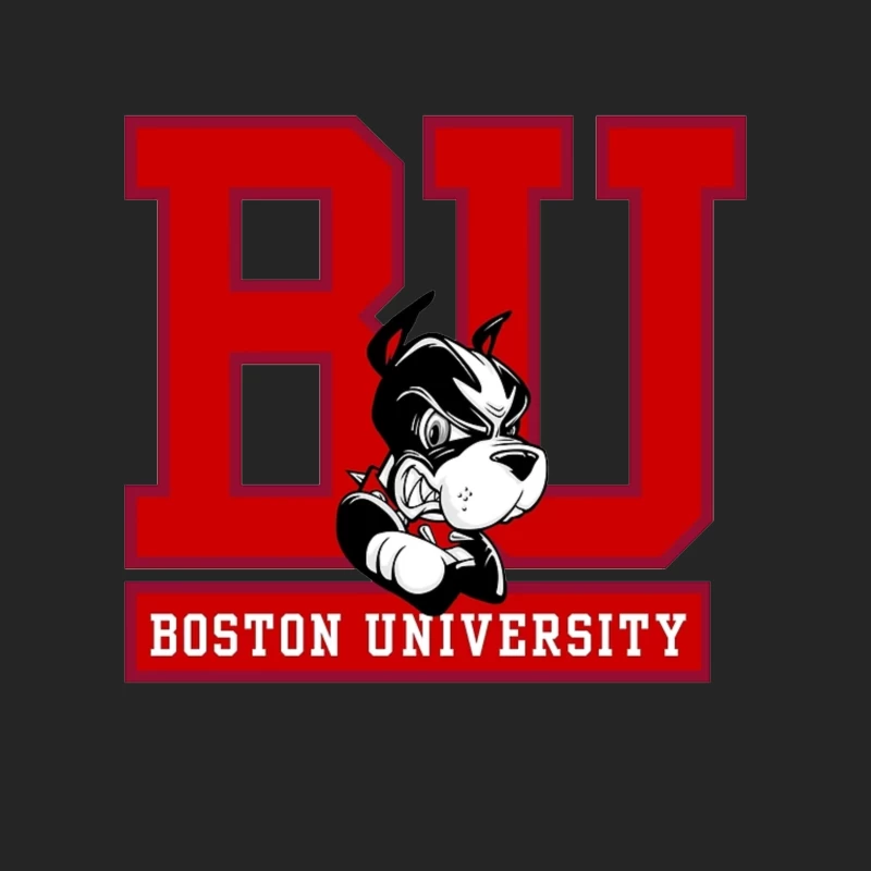 Boston University Logo with Terrier Mascot Male Pullover Sweatshirt