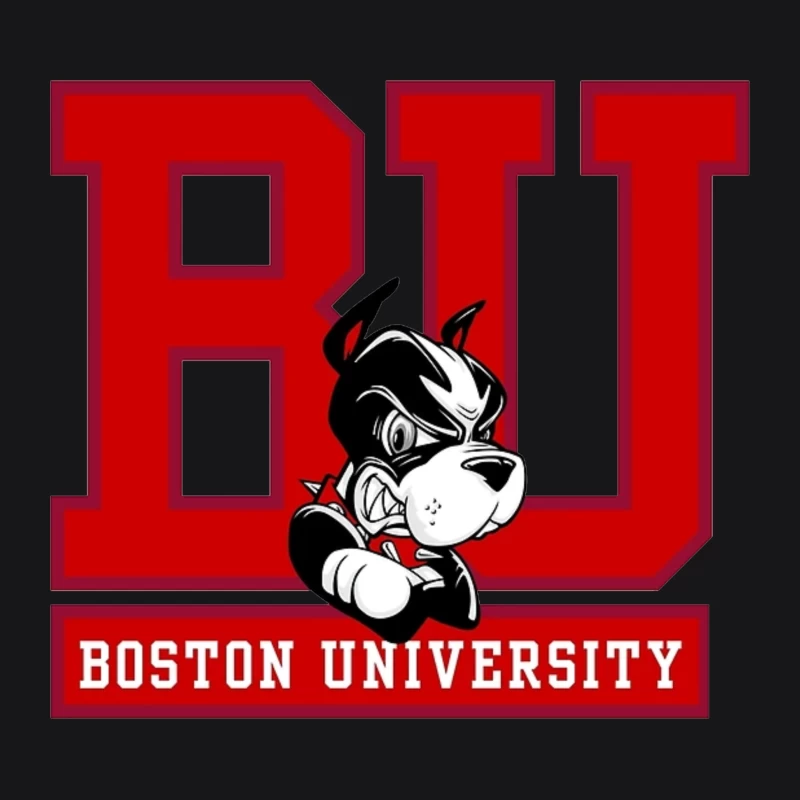 Boston University Logo with Terrier Mascot Male Pullover Hoodie