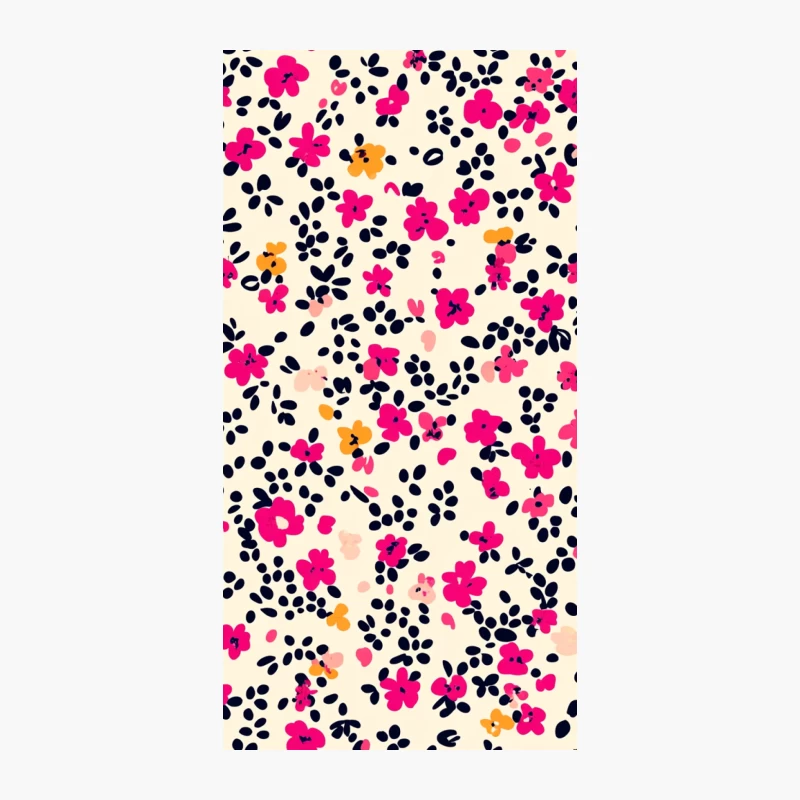 Vintage Ditsy Floral Pattern with Pink Flowers and Black Leaves iPhone Case