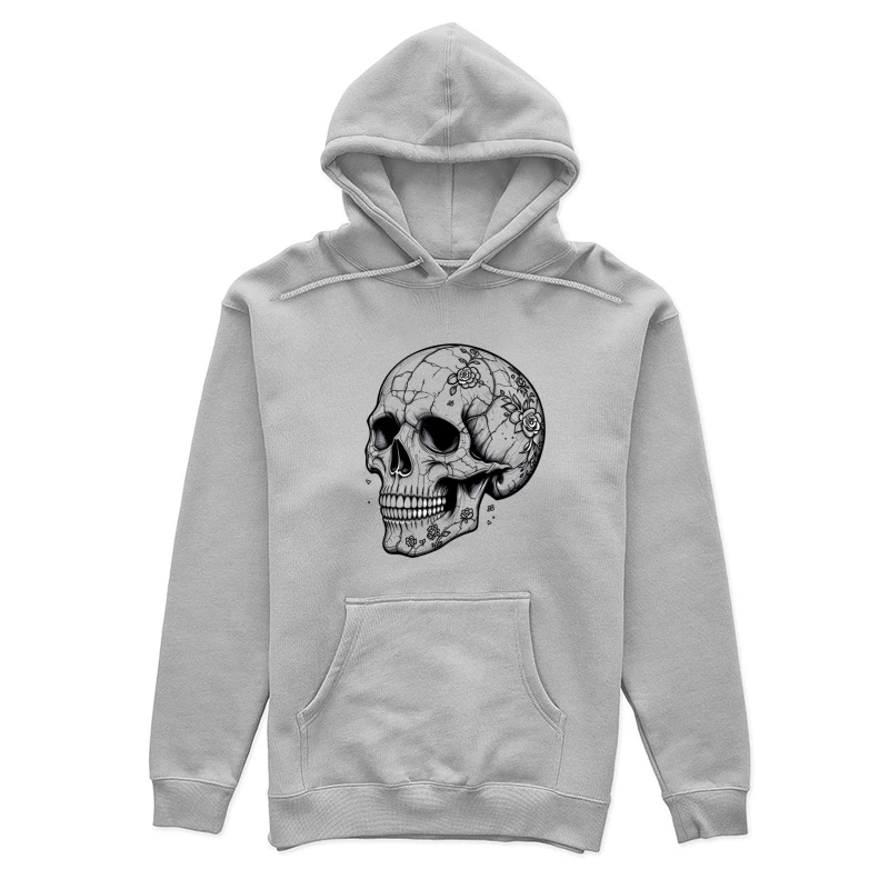 Artistic Skull with Floral Details Female Pullover Hoodie