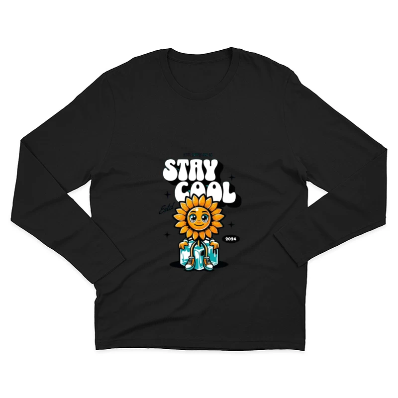 Fröhliche Sonnenblume bleibt kühl Herren Langarm T-Shirt