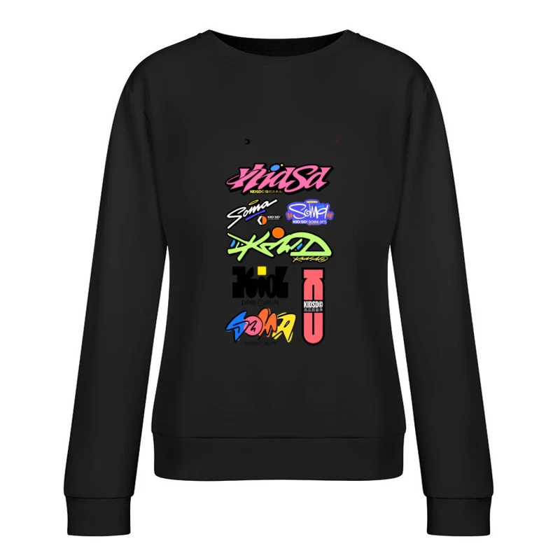 Graffiti-stilvolle Kinderdesignlogos Damen Pullover Sweatshirt