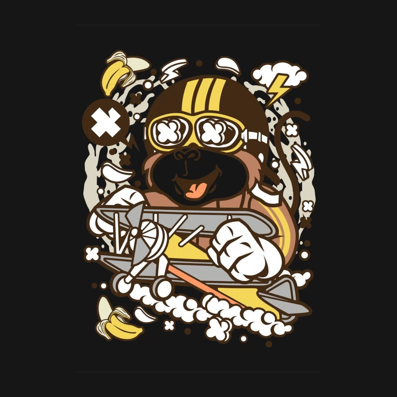 Singe Pilote avec Avion et Bananes Femme T-Shirt
