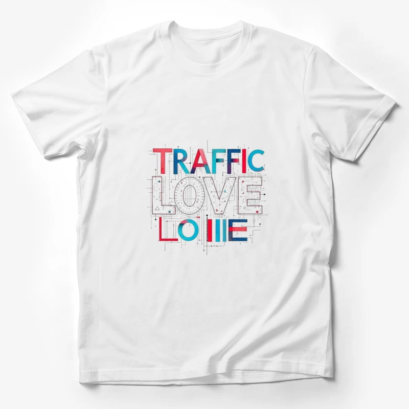 Traffic Love Typography with Technical Design Elements Male T-Shirt