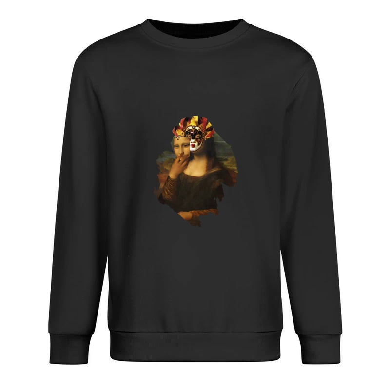 Mona Lisa mit venezianischer Maske Herren Pullover Sweatshirt