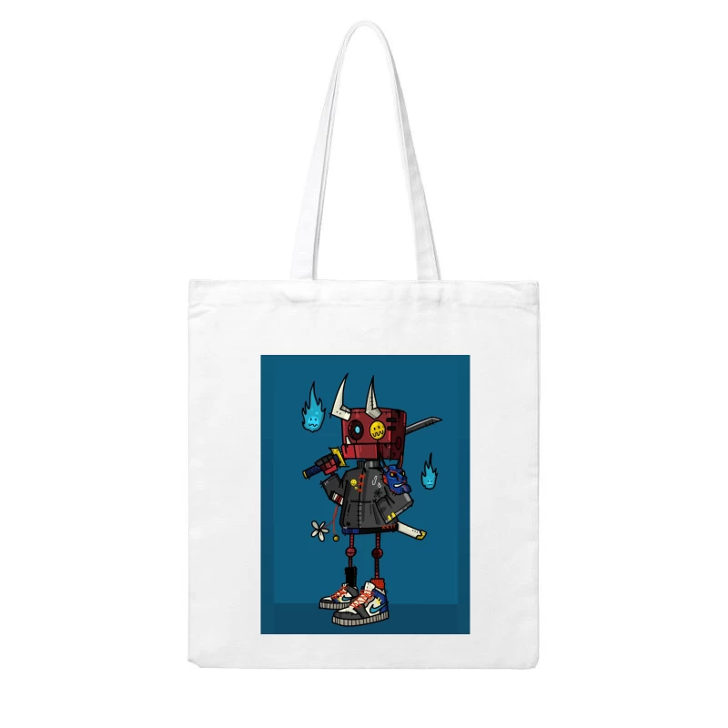 Stylish Robo Samurai Cotton Tote Bag