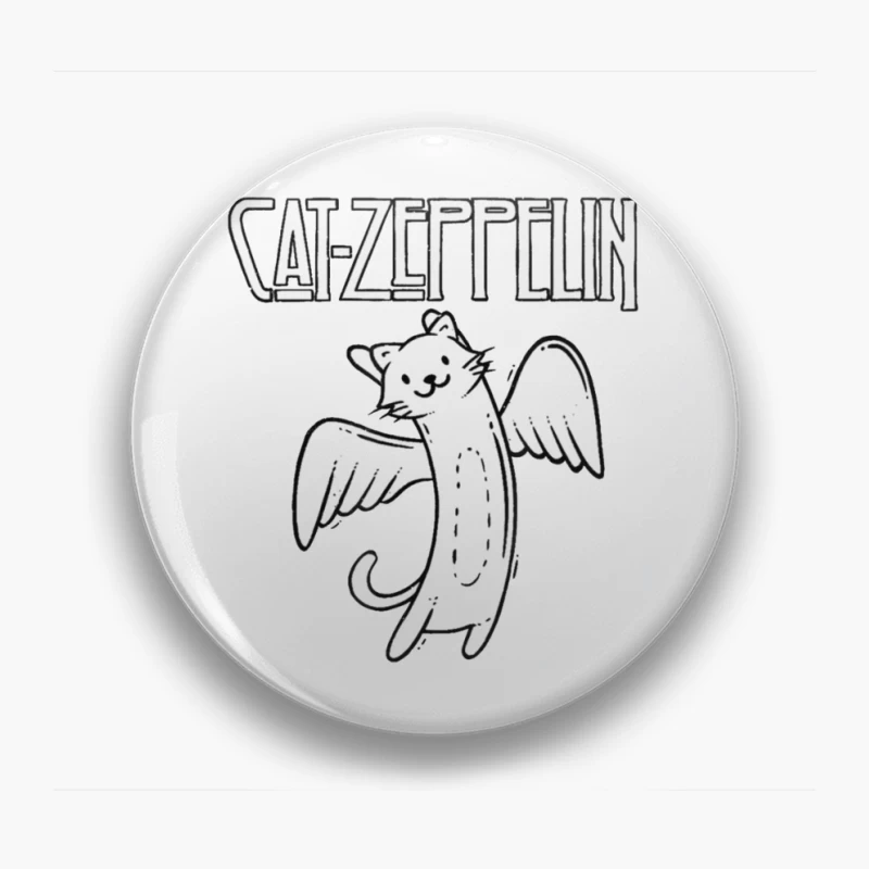 Flying Cat Zeppelin Logo - Musical Band Cartoon Pin