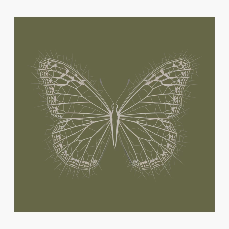 Delicate Monochrome Butterfly Sketch Illustration Throw Pillow