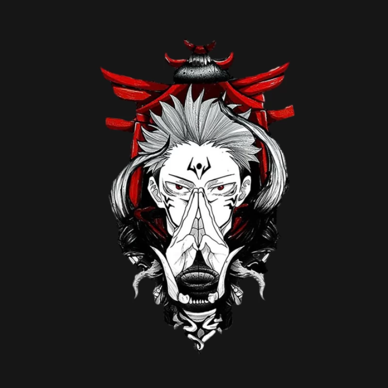 Dämonisches Samurai-Porträt Herren T-Shirt