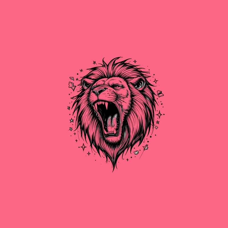 Detailed Roaring Lion Illustration in Black and White Travel Mug