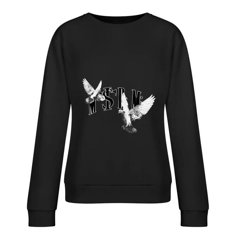 Tauben und Blumen Design Damen Pullover Sweatshirt