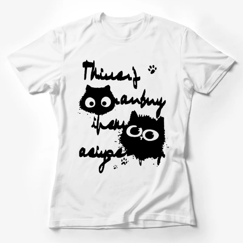 Niedliche Katzenzeichnung mit Schrift Damen T-Shirt