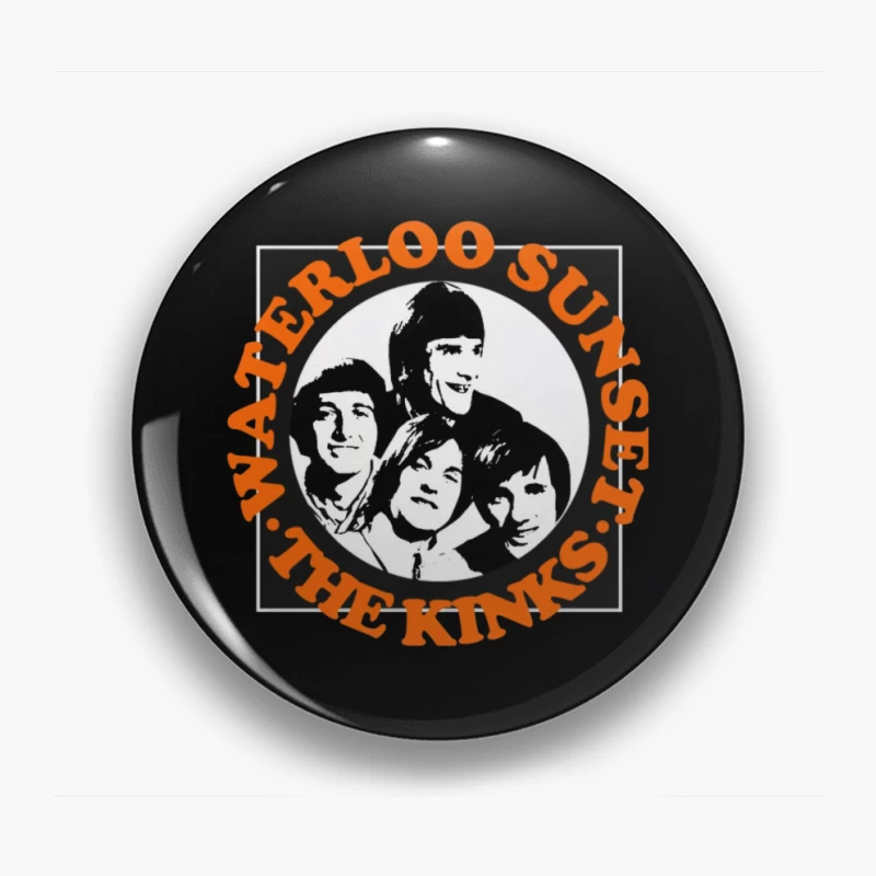 Vintage The Kinks Band Album Cover with Orange Text Pin