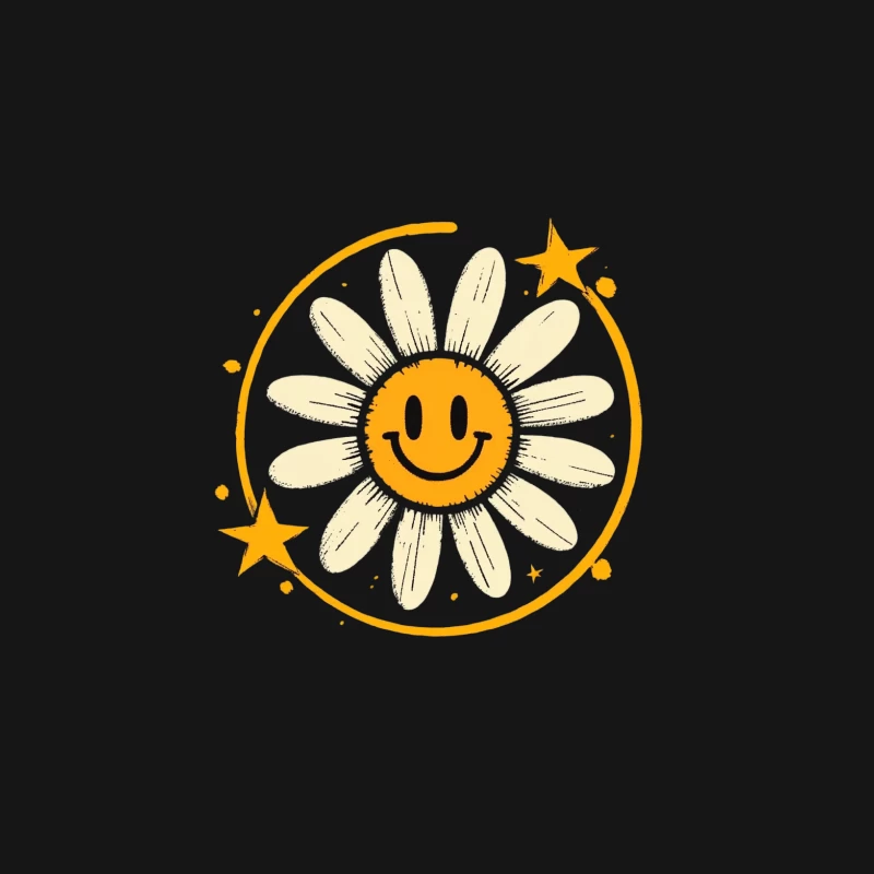Cheerful Daisy Smiley: A Whimsical Floral Illustration Female Long Sleeve T-Shirt