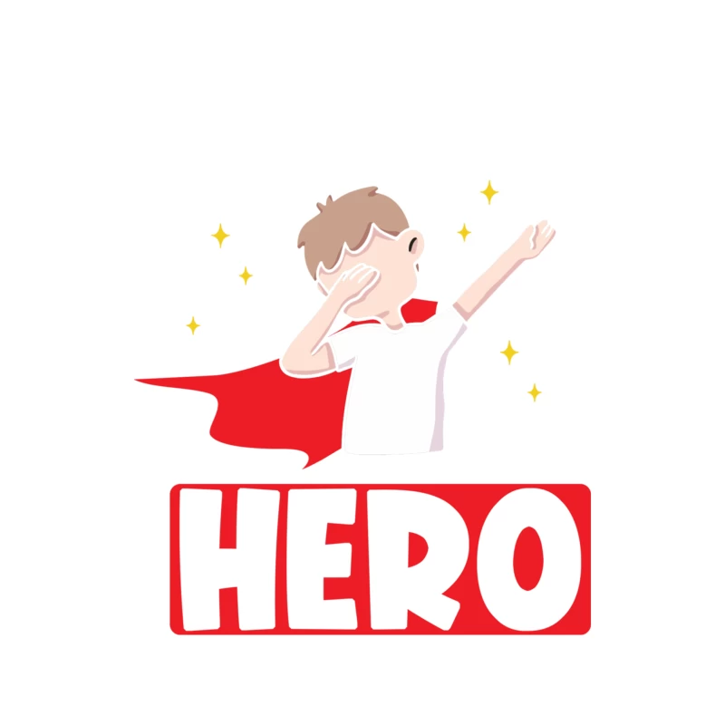 Cartoon Child Superhero with Red Cape and Stars Tapestry