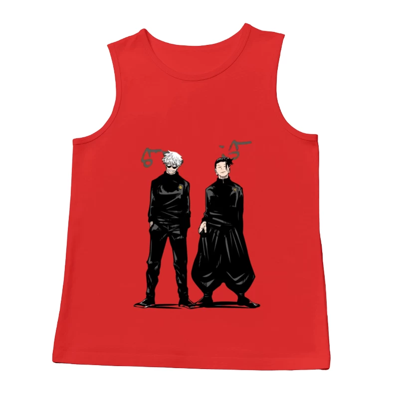 Zwei Charaktere in schwarzer Kleidung Herren Tanktops