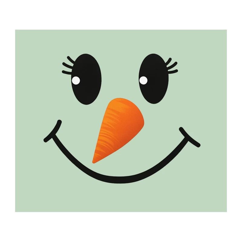 Cute Snowman Face with Carrot Nose Cartoon Illustration Tapestry