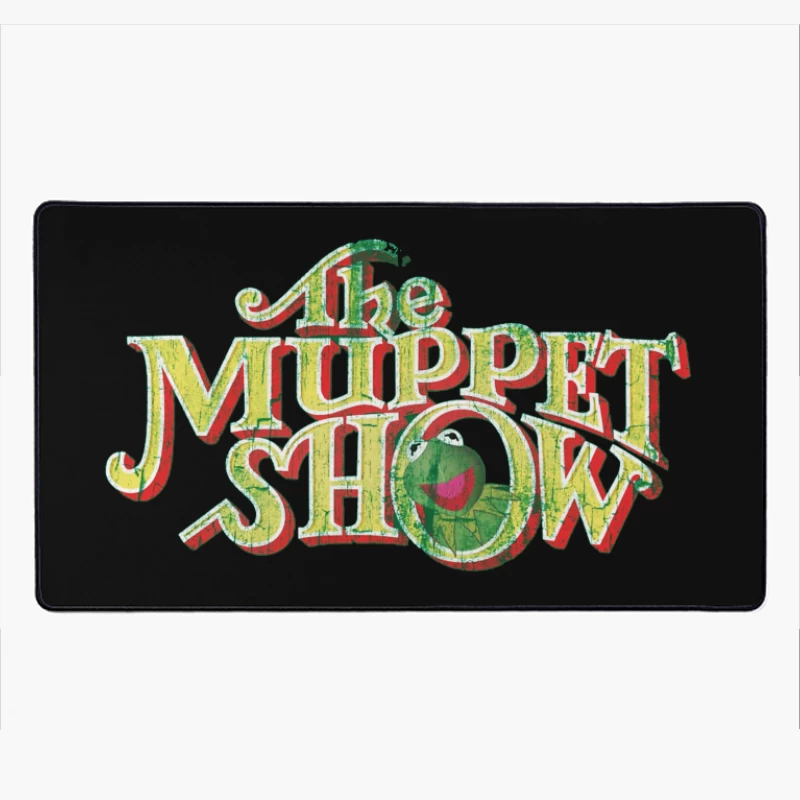 Vintage Logo Design of The Muppet Show with Green Frog Character Desk Mat