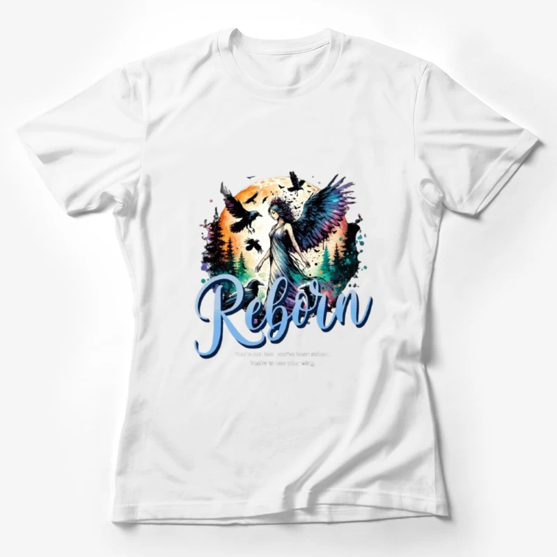 Ethereal Angel Reborn in Mystical Forest Sunset Female T-Shirt