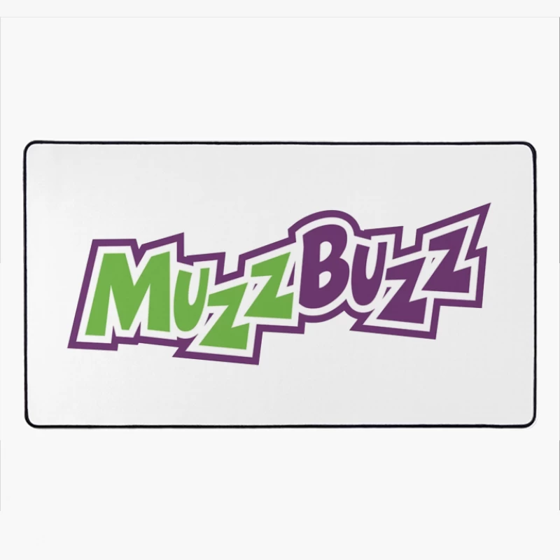 Muzz Buzz Beverage Brand Logo in Green and Purple Desk Mat